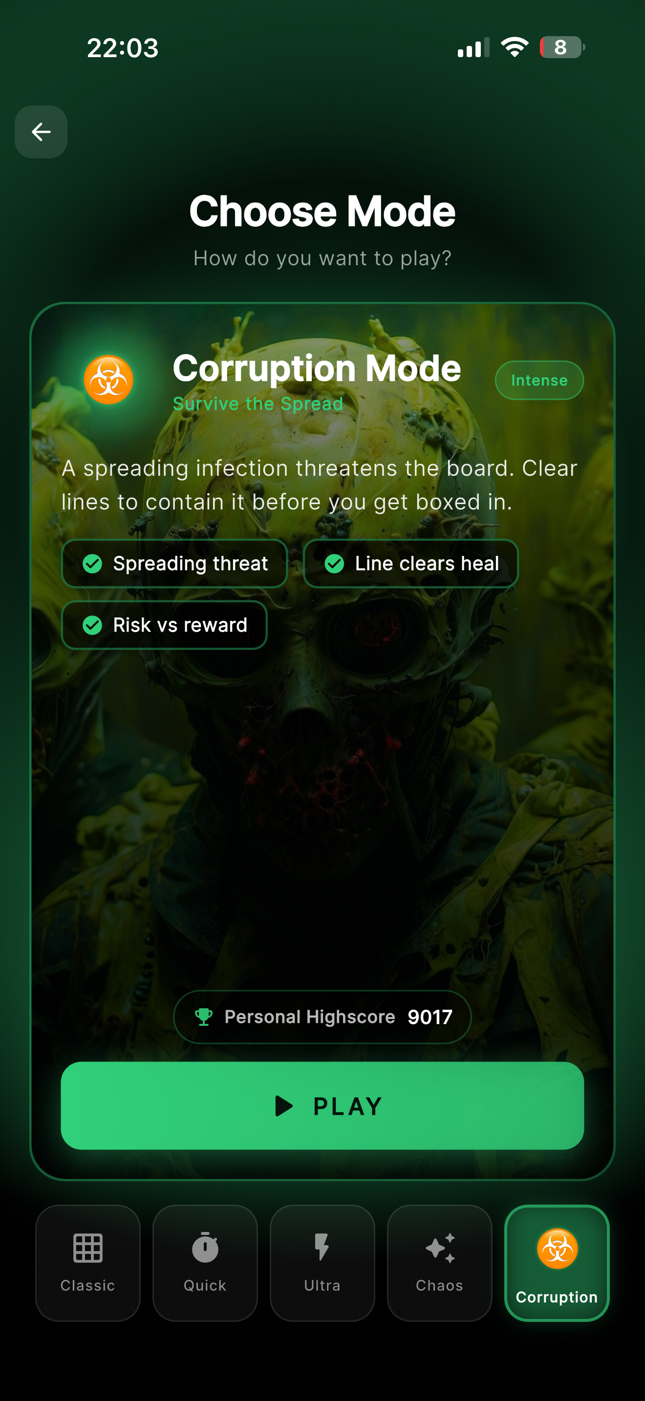 Stackd mode or progression screen